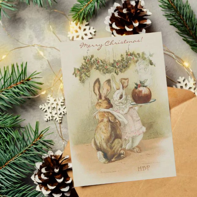 Vintag Beatrix Potter Weihnachtsgrüße Feiertagskarte (Von Creator hochgeladen)