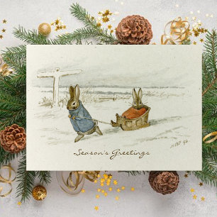 Vintag Beatrix Potter Weihnachtsgrüße Feiertagskarte