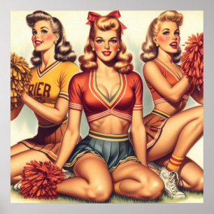 Vintag Beautiful Cheerleader Poster
