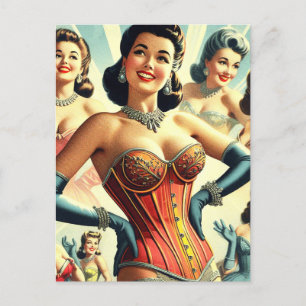 Vintag Beauty Corset Girl Postkarte