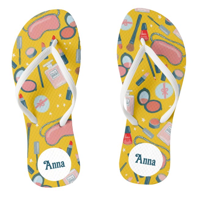 Vintag Beauty Cosmetics Bridesmaids Bride Custom Flip Flops (Fußbett)