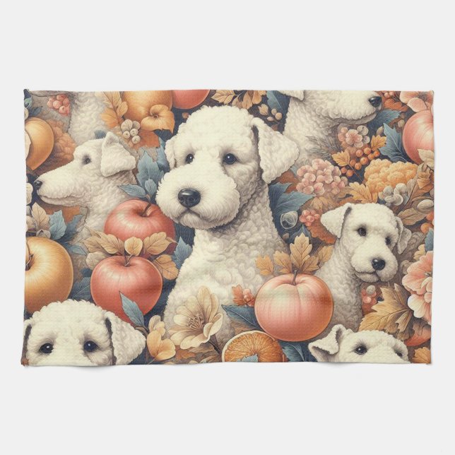 Vintag Bedlington Terrier Nahtlos Geschirrtuch (Horizontal)