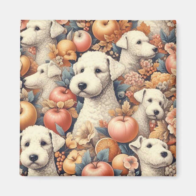 Vintag Bedlington Terrier Nahtlos Magnet (Vorne)