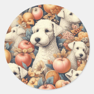 Vintag Bedlington Terrier Nahtlos Runder Aufkleber