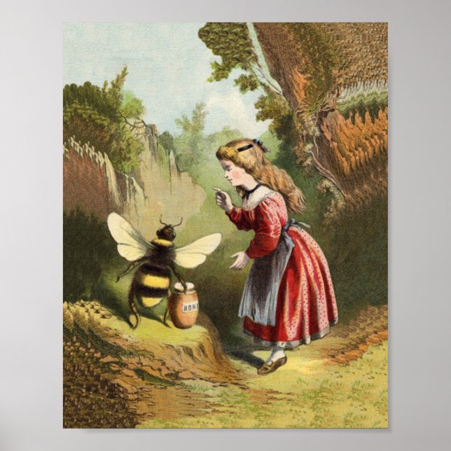 Vintag Bee Little Girl Honey Pot Poster (Vorne)