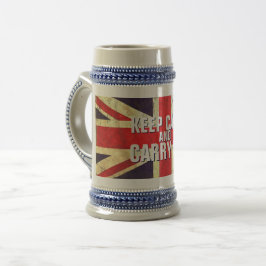 Vintag BEHALTEN CALM UK Flag GIFTS Bierglas