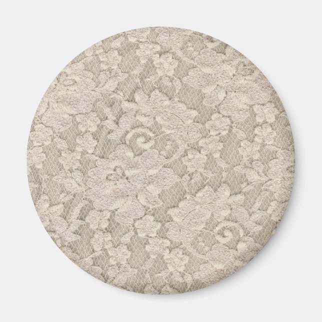 Vintag Beige Blumenspitze Magnet (Vorne)