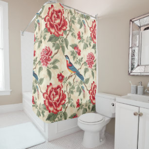 Vintag-Beige-Chinoiserie Duschvorhang