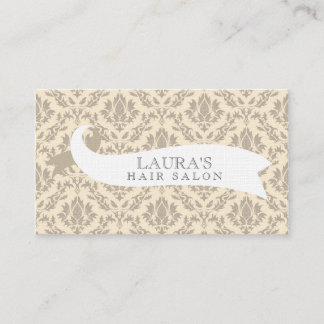 Vintag Beige Damask Hair Salon Business Cards Visitenkarte