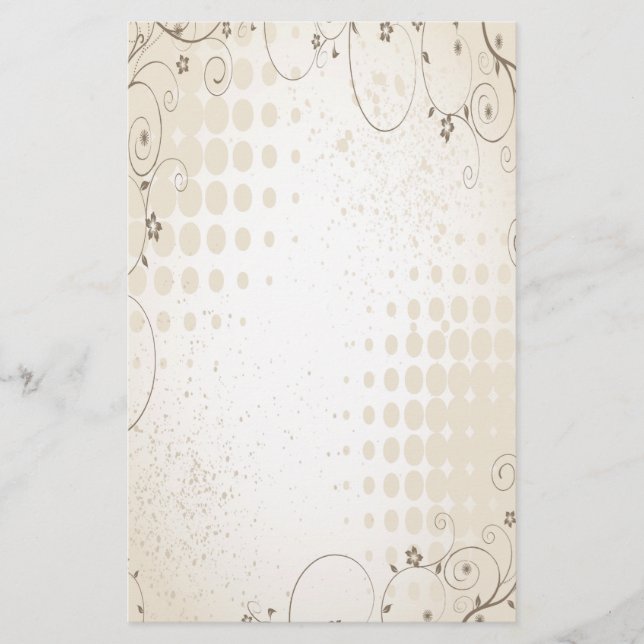 Vintag Beige Floral Briefpapier (Vorderseite)