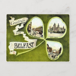 Vintag Belfast Kleeblatt Postkarte