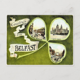 Vintag Belfast Kleeblatt Postkarte