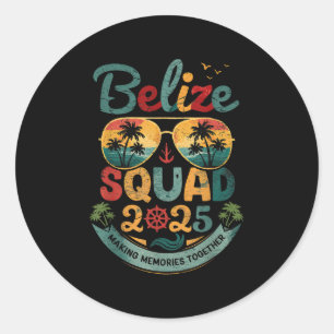 Vintag Belize Squad 2025 Tropical Beach Vacation Runder Aufkleber