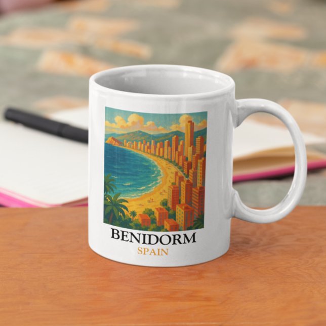 Vintag Benidorm Spanien Sommerurlaub Kaffeetasse (Vintage Benidorm Spain Summer Vacation Coffee Mug)
