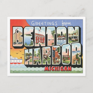 Vintag Benton Harbour Michigan USA Postcard Postkarte