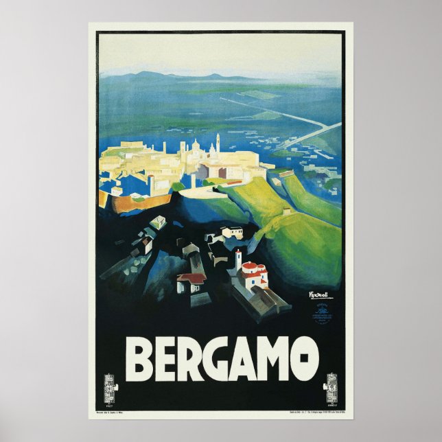 Vintag Bergamo Italien Reisen und Plakat (Vorne)