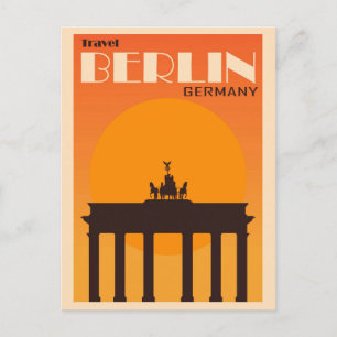 Vintag Berlin Deutschland Brandenburg Tor Reisen Postkarte