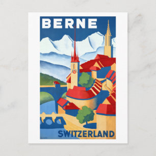 Vintag Bern Switzerland Reiseplakat Postkarte