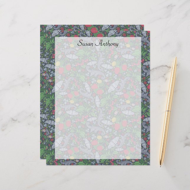 Vintag Berries Butterfly Marigold Carnation Paper (Vorderseite/Rückseite Beispiel)