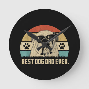 Vintag Best English Bulldog VATER je Shirt Vater Runde Wanduhr