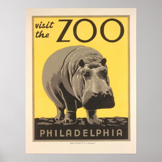 Vintag Besuch des Zoo - Philadelphia Poster (Vorne)