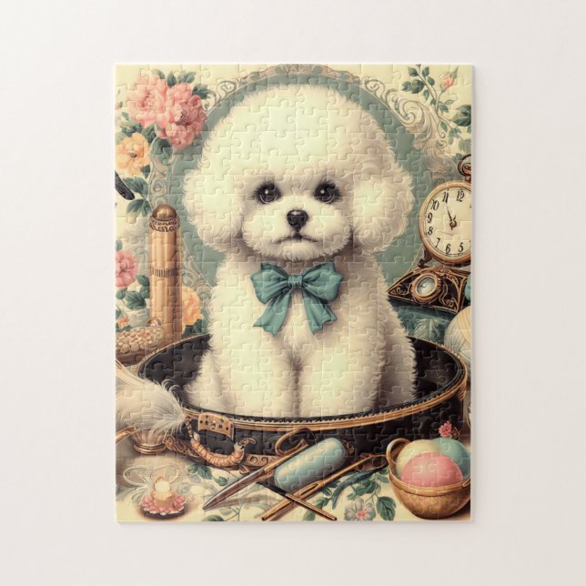Vintag Bichon Frisé Painting Puzzle (Vertikal)