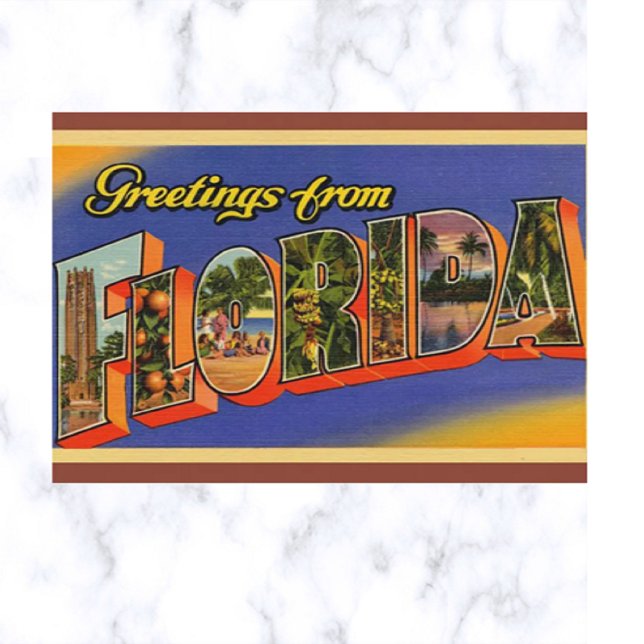 Vintag Big Letter Florida Postkarte (Von Creator hochgeladen)