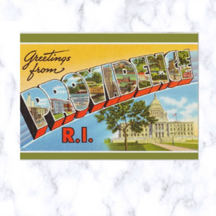 Vintag Big Letter Providence Rhode Island Postkarte