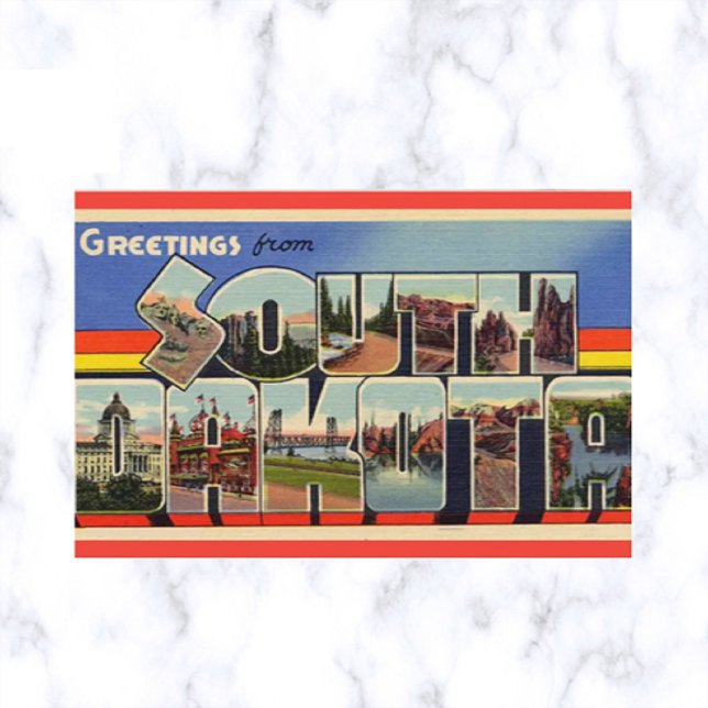 Vintag Big Letter South Dakota Postkarte (Von Creator hochgeladen)