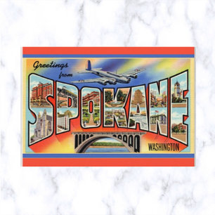 Vintag Big Letter Spokane Washington Postcard Postkarte