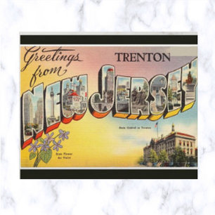 Vintag Big Letter Trenton New Jersey Postcard Postkarte