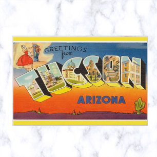 Vintag Big Letter Tuscon Arizona Tänzerin Postkarte