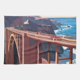 Vintag Big Sur Bixby Bridge USA Tourismus Handtuch