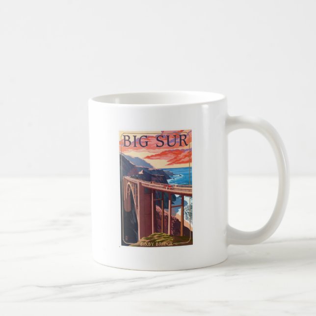 Vintag Big Sur Bixby Bridge USA Tourismus Kaffeetasse (Rechts)