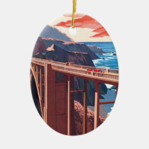 Vintag Big Sur Bixby Bridge USA Tourismus Keramik Ornament