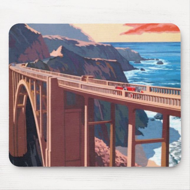 Vintag Big Sur Bixby Bridge USA Tourismus Mousepad (Vorne)