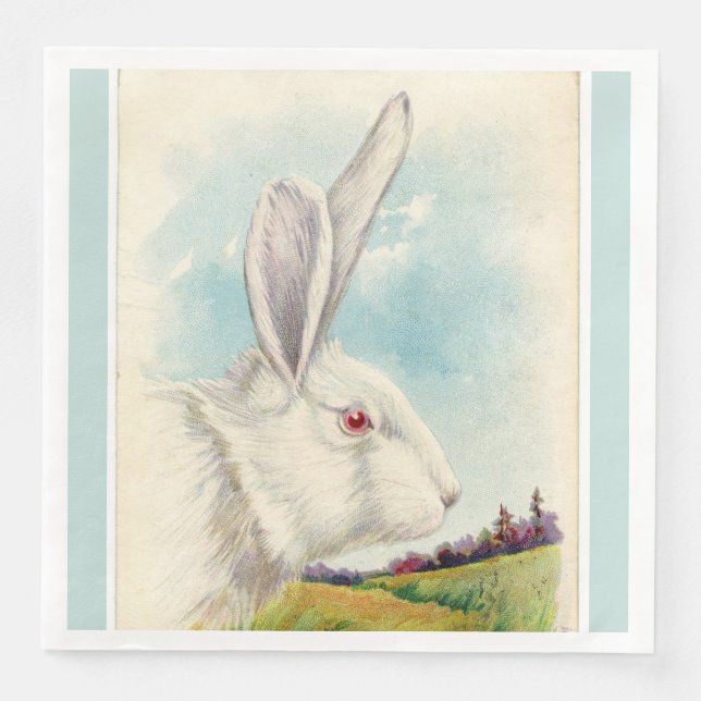 Vintag Big White Oaster Rabbit Light Blue Serviette (Vorderseite)