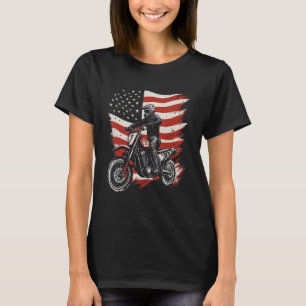 Vintag Bike Motocross American Flag Patriotic Mot T-Shirt