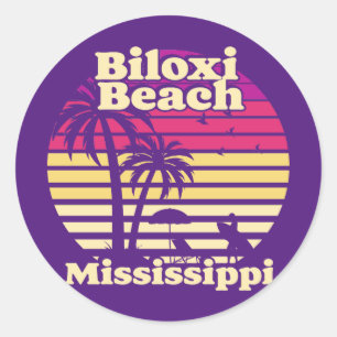 Vintag Biloxi Beach Mississippi Runder Aufkleber