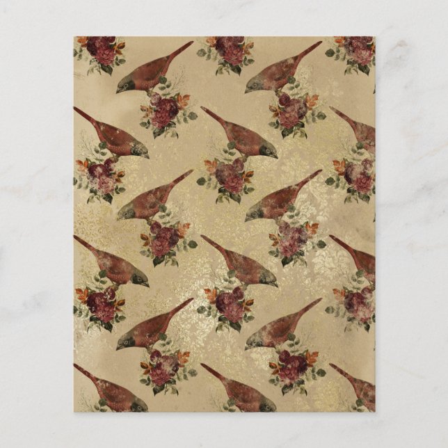 Vintag Bird Ephemera Scrapbook Paper Sheet (Vorderseite)