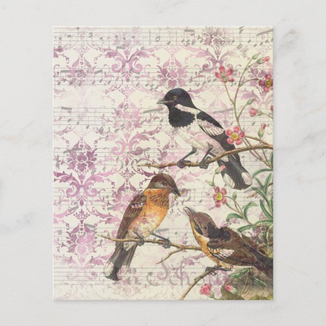 Vintag Bird Ephemera Scrapbook Paper Sheet (Vorderseite)