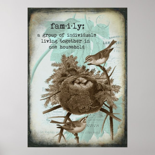 Vintag Bird Family Poster (Vorne)