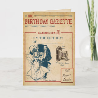 Vintag Birthday Gazette Karte
