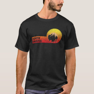 Vintag Bison South Dakota Retro Sun T-Shirt