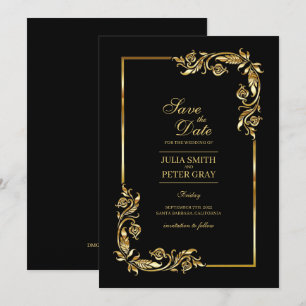 Vintag Black and Gold Royal Save the Date Einladung