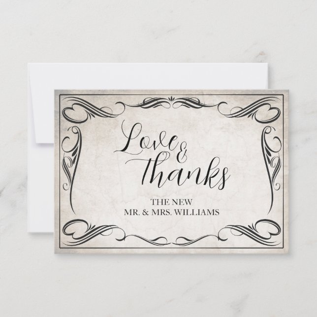 Vintag Black Art Deco Wedding Danke (Vorderseite)