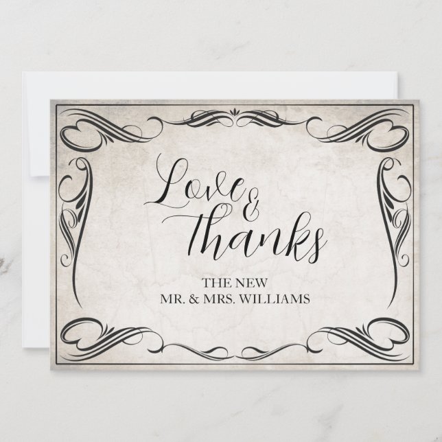 Vintag Black Art Deco Wedding Danke (Vorderseite)