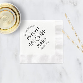 Vintag Black Art Deco Wedding Monogram Serviette