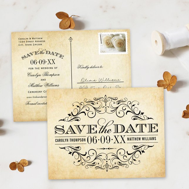 Vintag Black Blüh Wedding Save The Date (Von Creator hochgeladen)