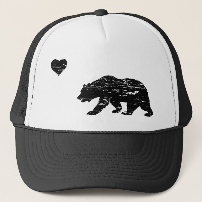 Vintag Black California Liebe Trucker Hat Truckerkappe (Vorderseite)